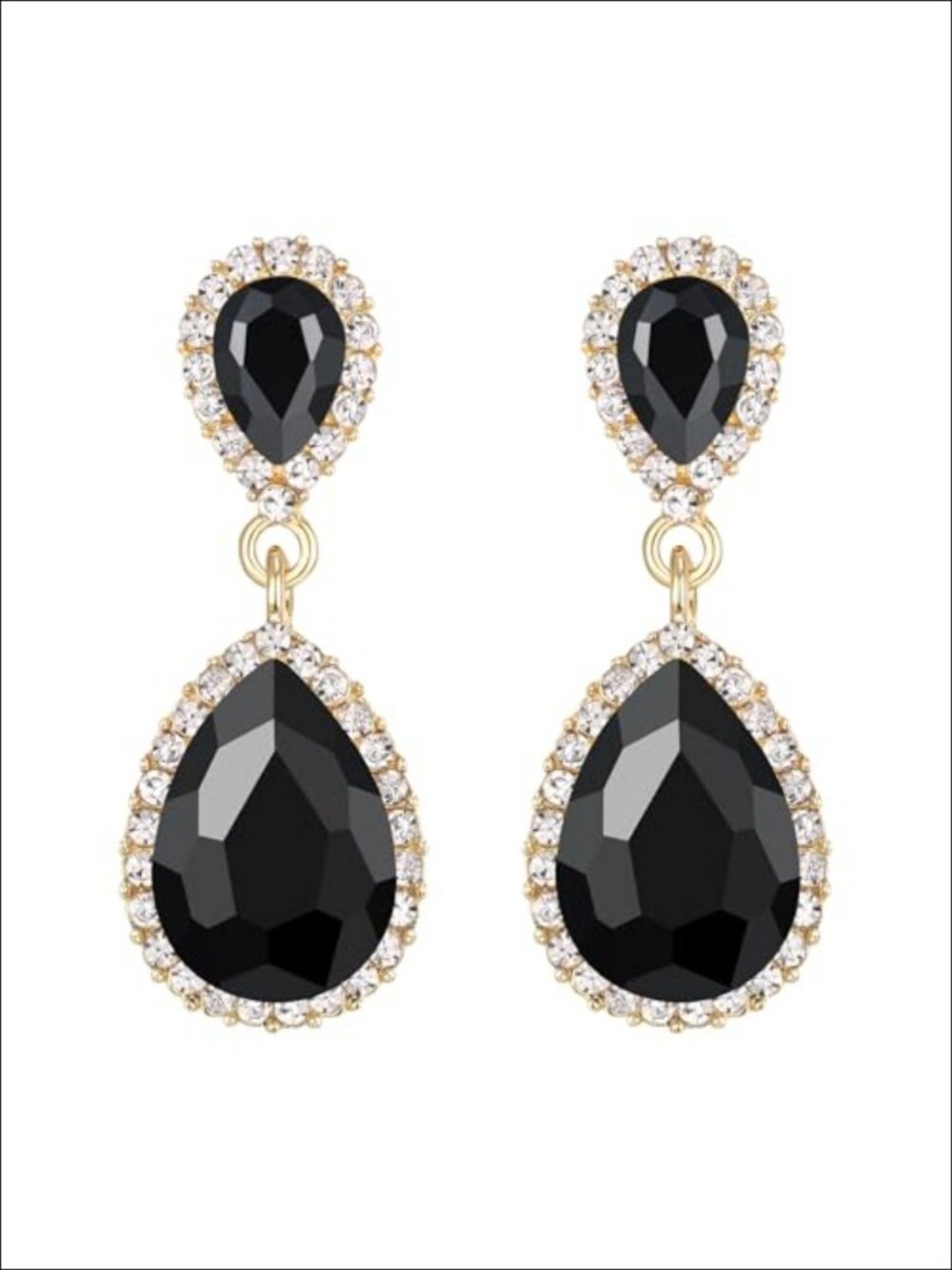 Crystal Tear Drop Dangle Earrings Pierced Wedding Party Jewelry Gift Box